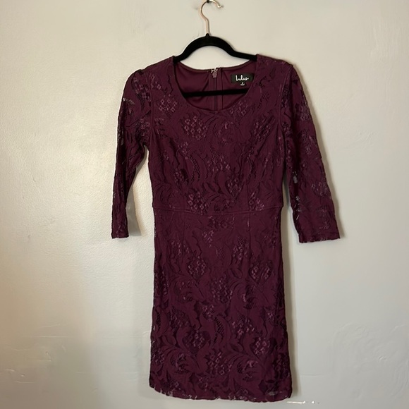 Lulus All For You Dark Purple Lace Bodycon Dress size small - Picture 2 of 4